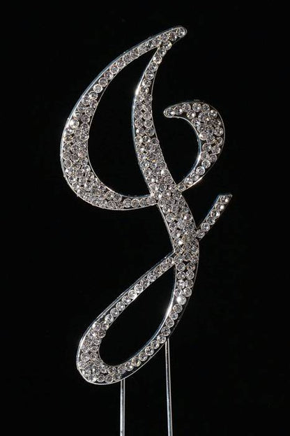 5" Rhinestone Letter "j" Cake Topper Silver