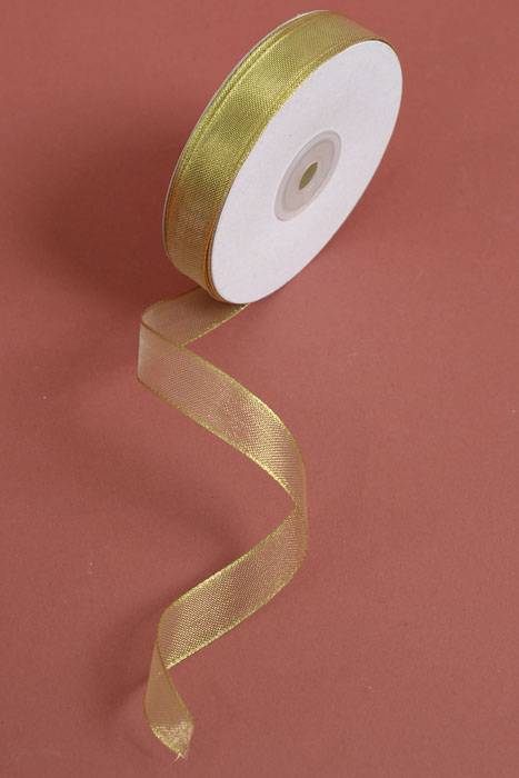 5/8" X 25yds Metallic Organza Wired Ribbon Gold