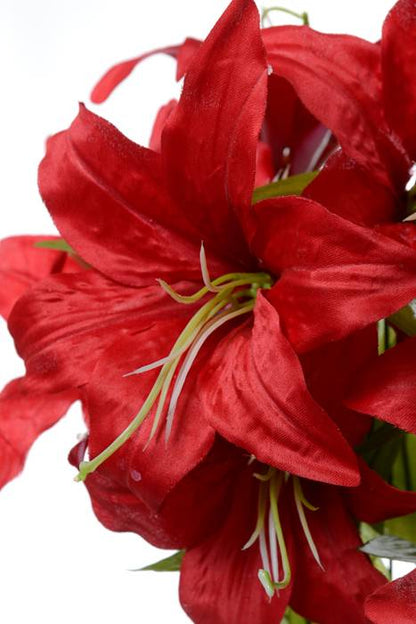 18" Silk Tiger Lily Bush X11 Red