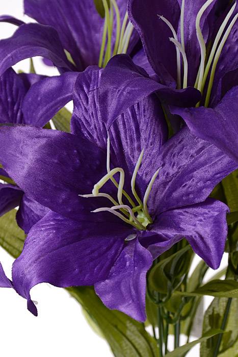 18" Silk Tiger Lily Bush X11 Purple