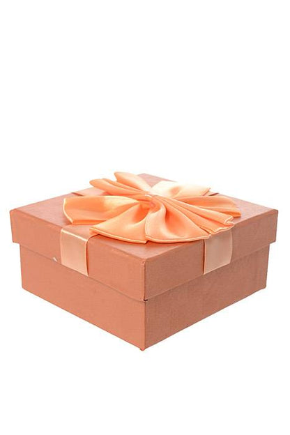 5"/ 5.75"/ 6.5" Sq Gift Box W/bow Copper