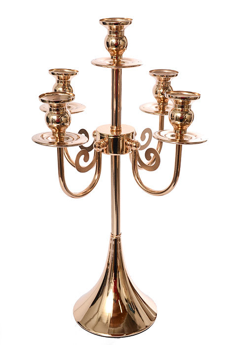 19.5&quot; Metal 5 Lite Candelabrum Gold