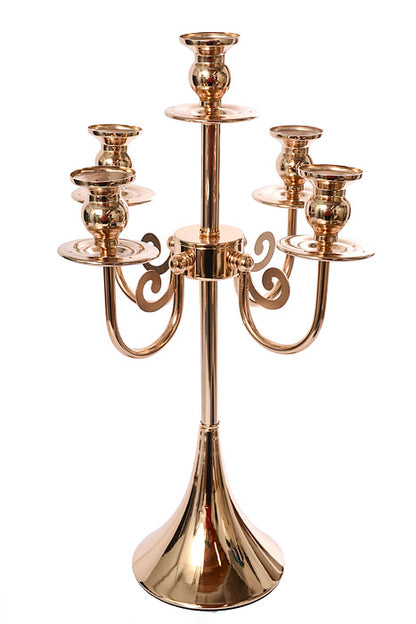 19.5&quot; Metal 5 Lite Candelabrum Gold
