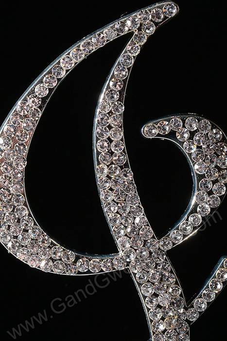 5" Rhinestone Letter "j" Cake Topper Silver