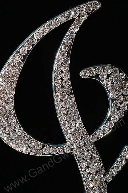 5" Rhinestone Letter "j" Cake Topper Silver