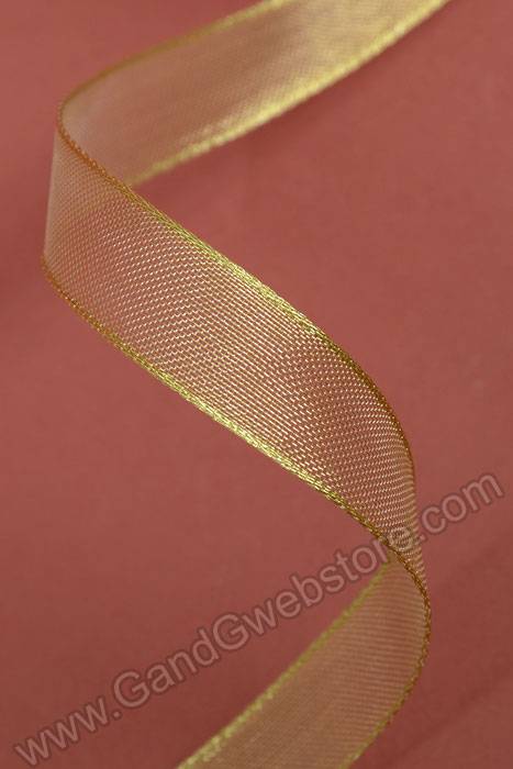 5/8" X 25yds Metallic Organza Wired Ribbon Gold