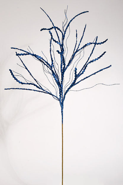 37" Glitter Curly Pine Spray Royal Blue