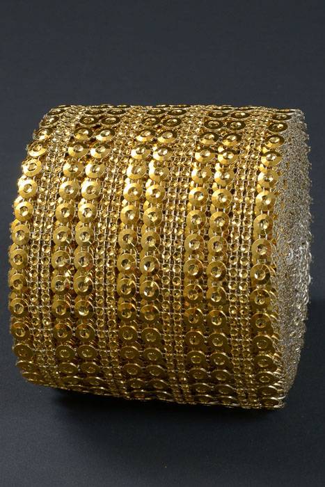 4.5" X 10yds Sequin/diamond Wrap Gold