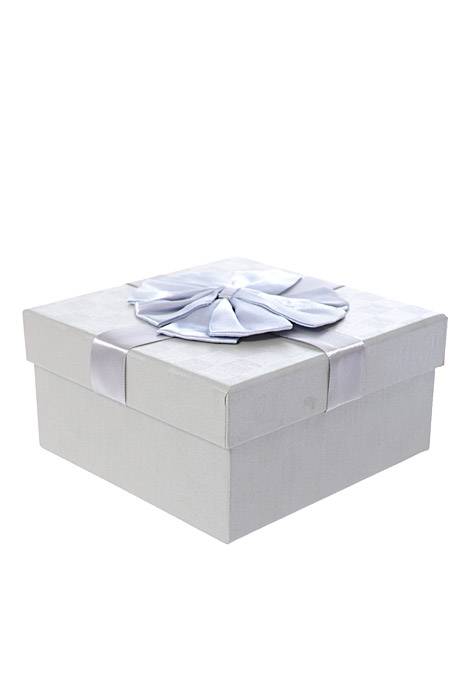 5"/ 5.75"/ 6.5" Sq Gift Box W/bow Gray