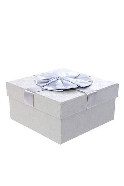 5"/ 5.75"/ 6.5" Sq Gift Box W/bow Gray