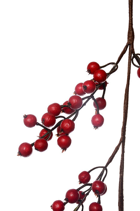 60" Waterproof Winter Berry Garland Red