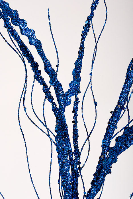 37" Glitter Curly Pine Spray Royal Blue