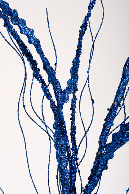 37" Glitter Curly Pine Spray Royal Blue