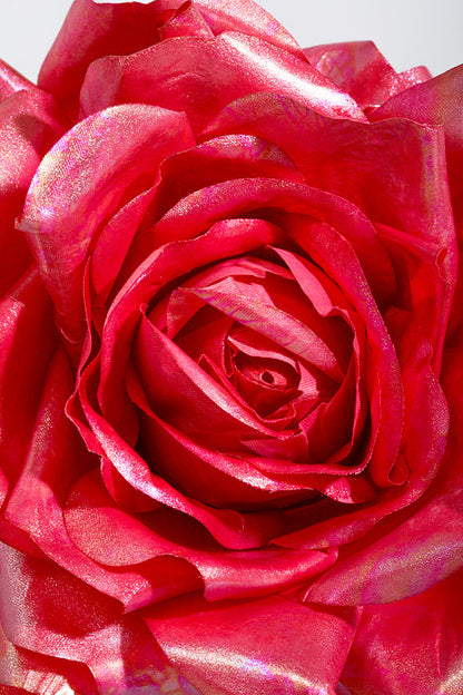 7" Shimmer Rose with Clip Hot Pink