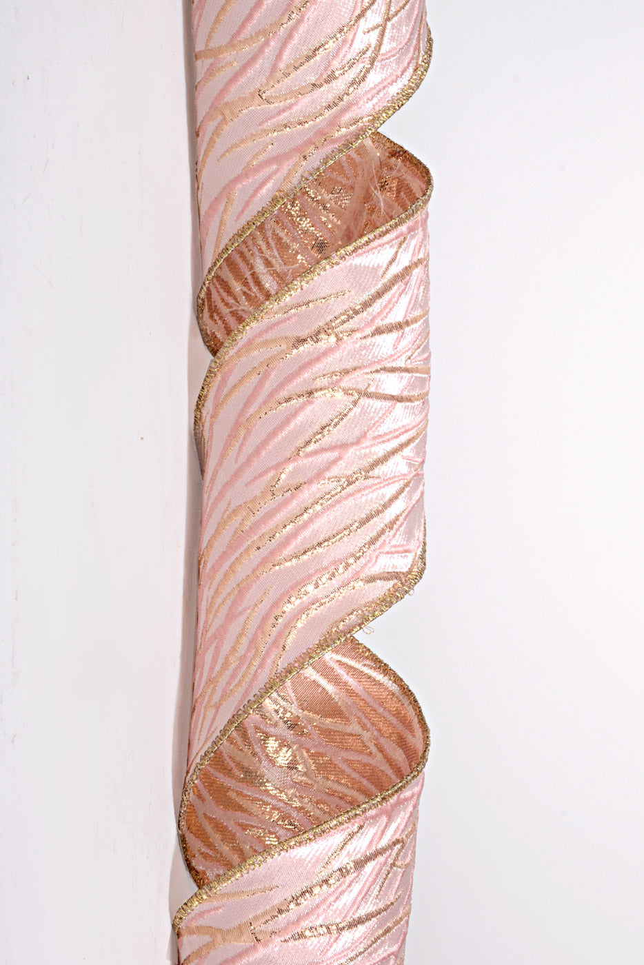 4" X 10Yds Metallic Abstract Brocade Ribbon Pink/Gold