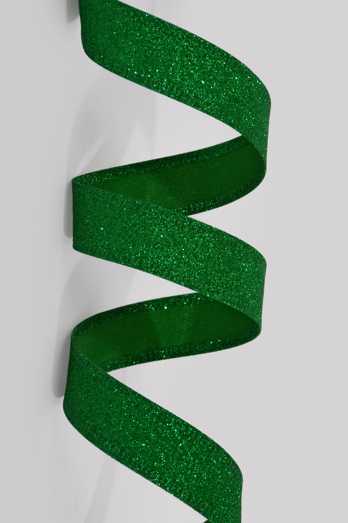 7/8" X 10Yds Wired All Flat Glitter Ribbon Emerald