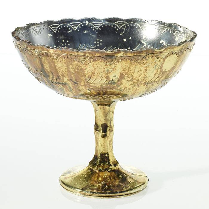 8" X 7" Glass Desiray Compote Gold