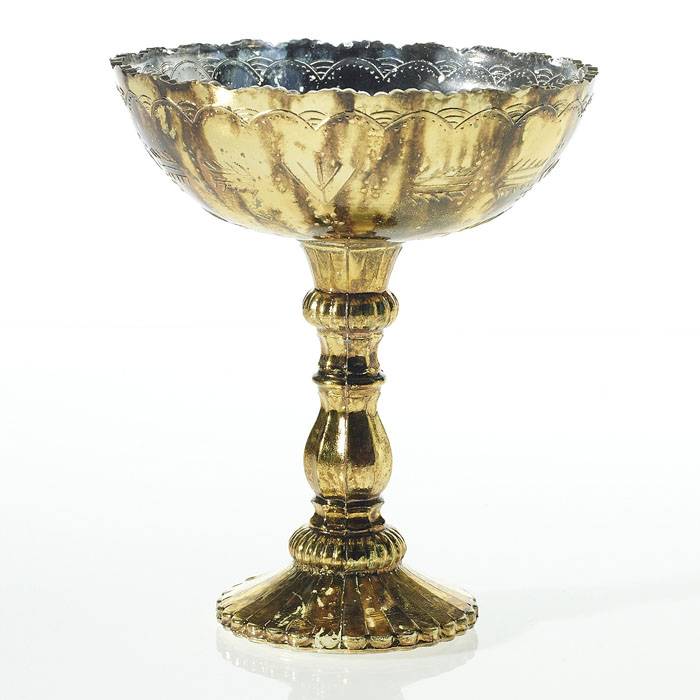 8" X 9.5" Glass Desiray Compote Gold