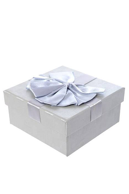 5"/ 5.75"/ 6.5" Sq Gift Box W/bow Gray