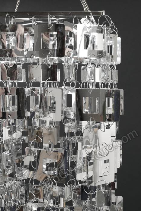 41" Two Tier Squared Pvc Chandelier W/beads Silver