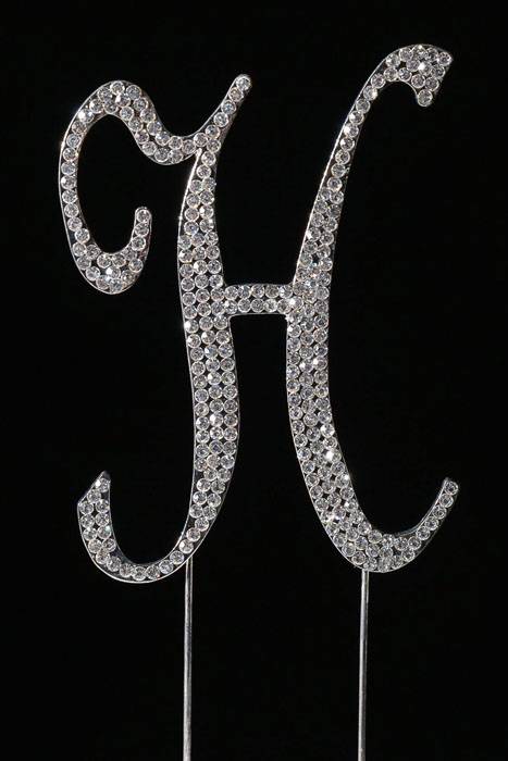 4.5" Rhinestone Letter "h" Cake Topper Silver