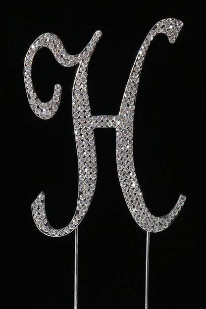 4.5" Rhinestone Letter "h" Cake Topper Silver