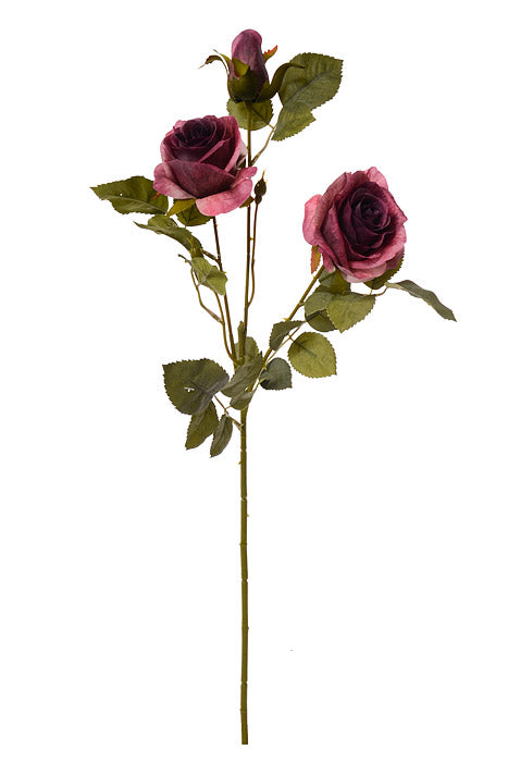 24" Silk Rose Spray Eggplant