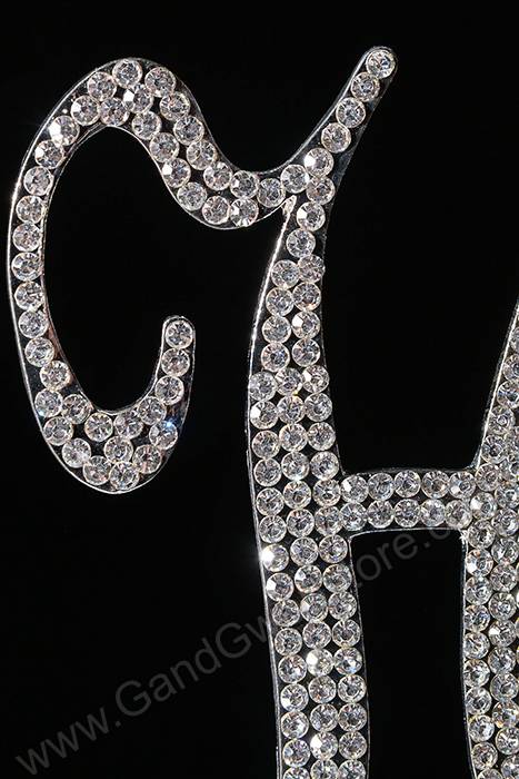 4.5" Rhinestone Letter "h" Cake Topper Silver