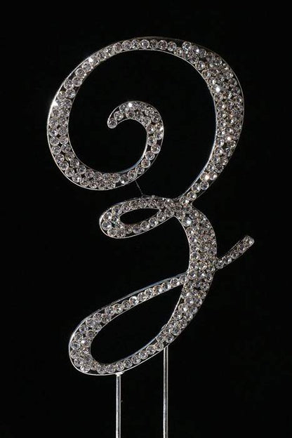 4.5" Rhinestone Letter "z" Cake Topper Silver