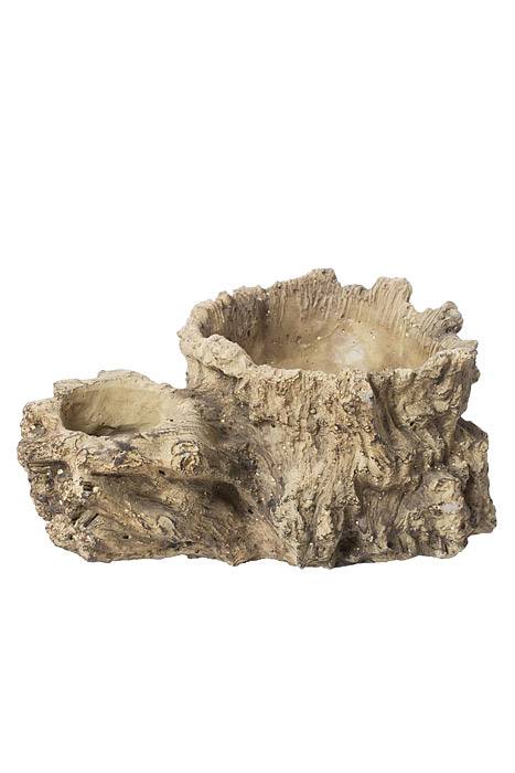 11" X 5" Oval Driftwood Design 2-tier Opening Cement Planter Natural