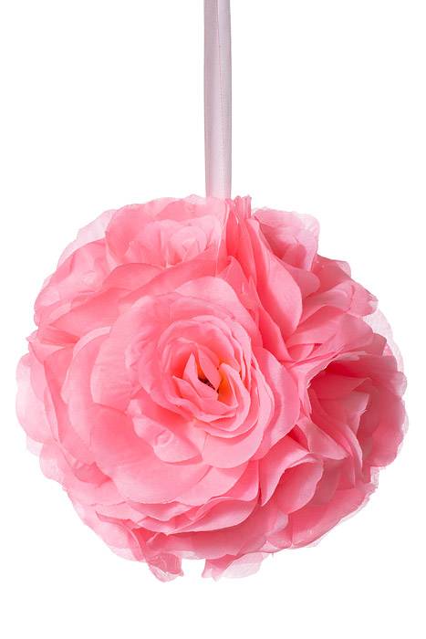 6&quot; Rose Ball W/ribbon Pink