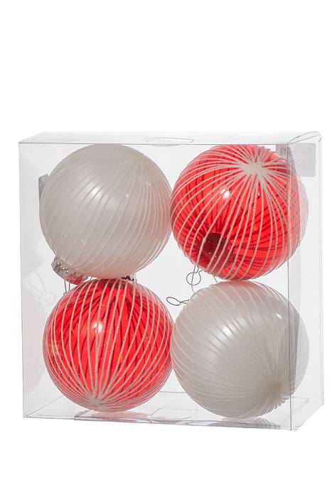 100mm Pet Ball Cats Eye White &amp; Clear Red  W/white Glitter Bx/4