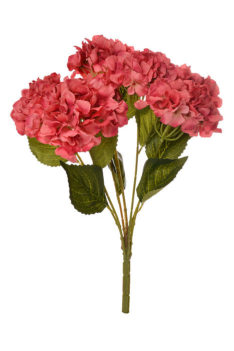 22.5" Silk Hydrangea Bush Coral