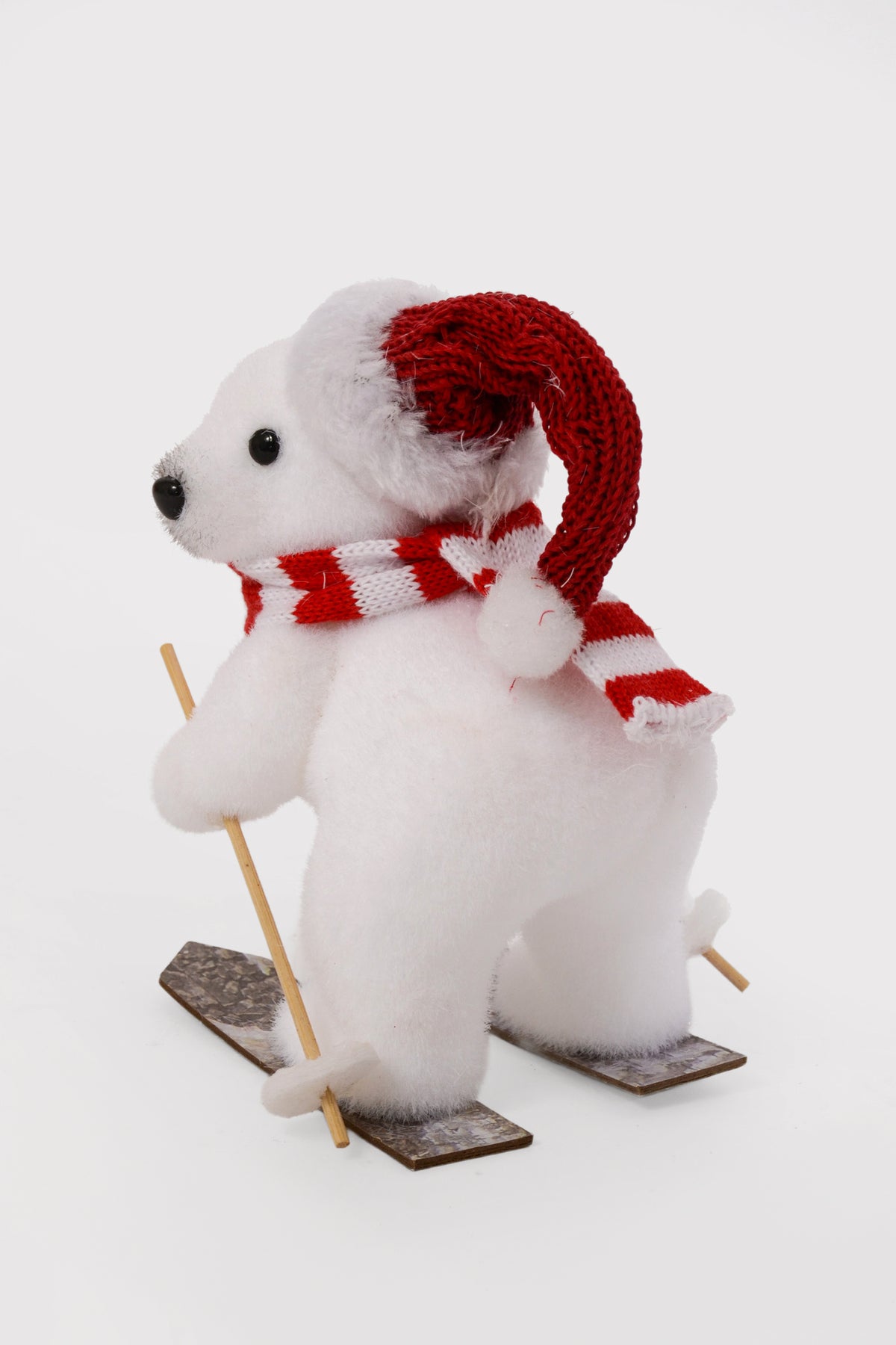 6.5" Bear On Skyboard W/Scarf White/Red