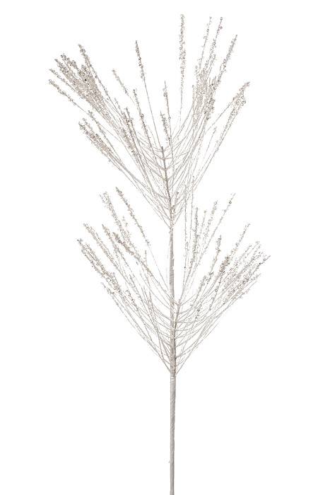 30" Sequin Tip Hard Needle Pine Spray White
