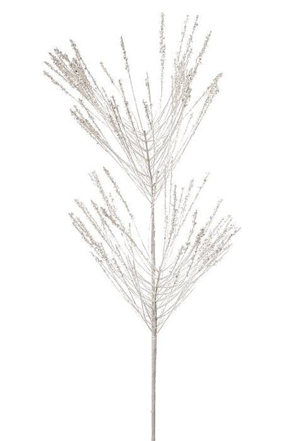 30" Sequin Tip Hard Needle Pine Spray White