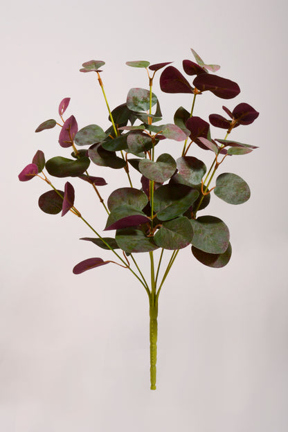 17" Silk Eucalyptus Spray Dark Green/Purple
