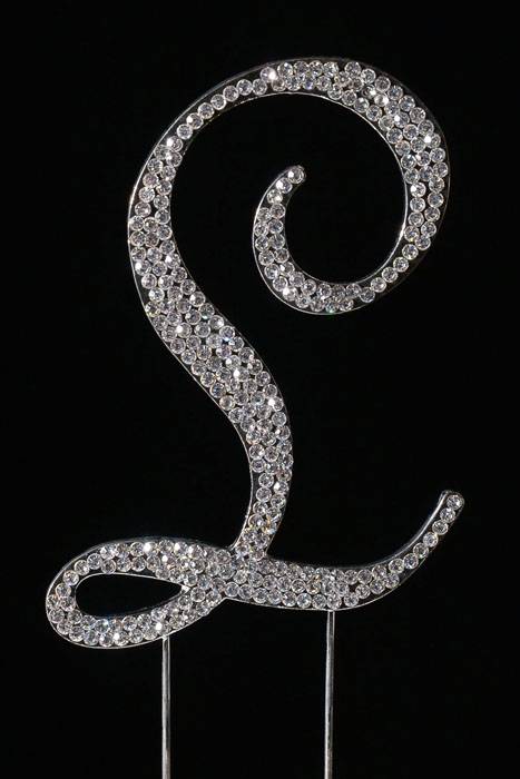 4.5" Rhinestone Letter "l" Cake Topper Silver
