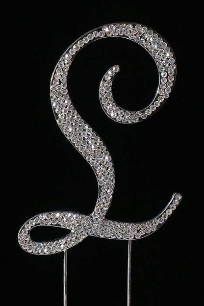 4.5" Rhinestone Letter "l" Cake Topper Silver