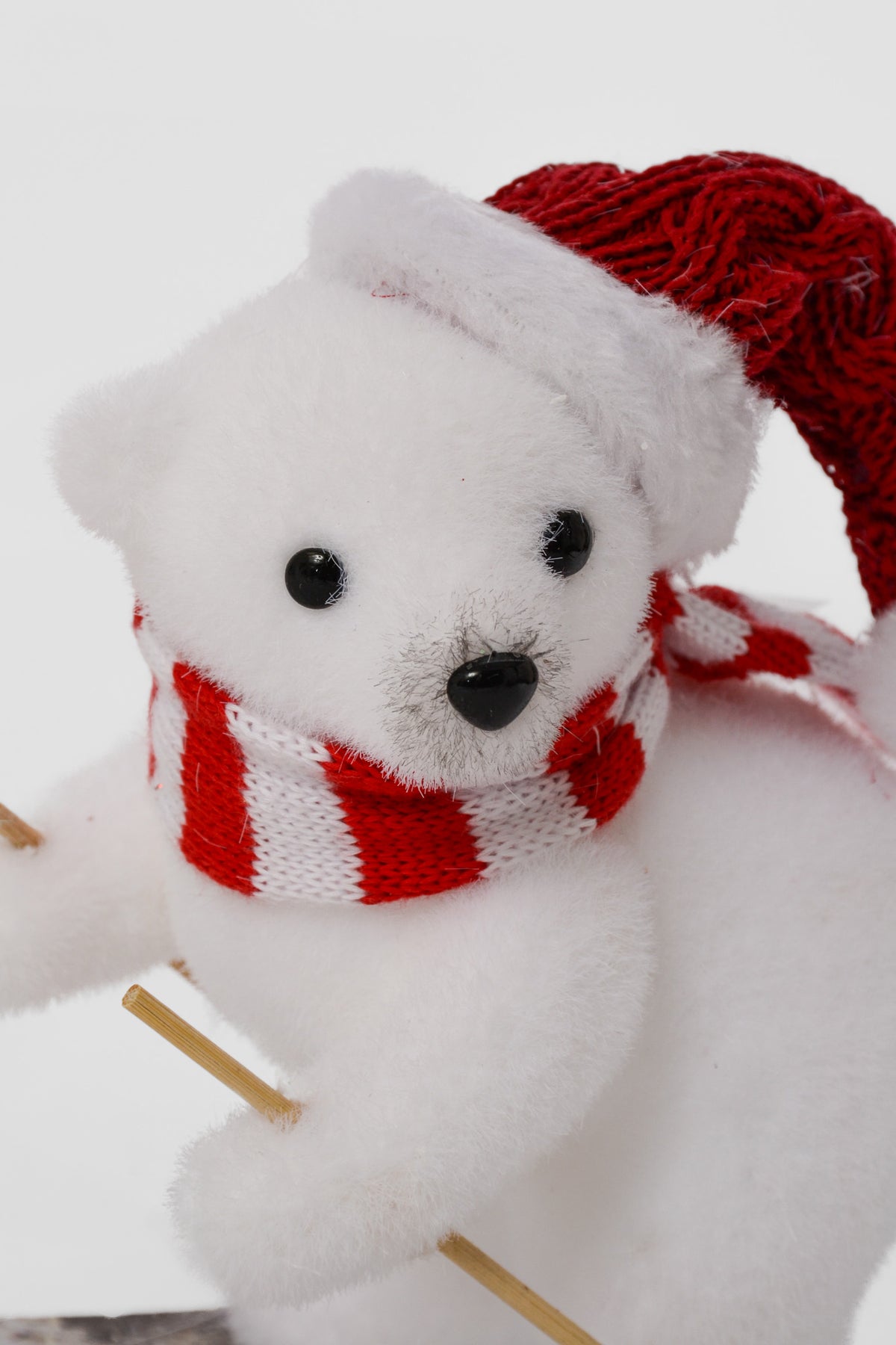 6.5" Bear On Skyboard W/Scarf White/Red
