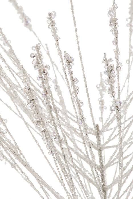 30" Sequin Tip Hard Needle Pine Spray White