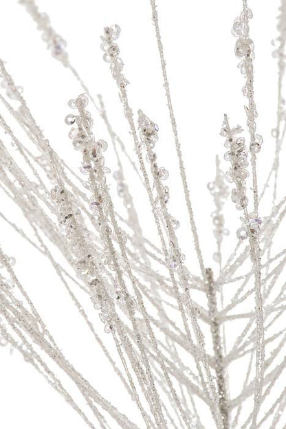 30" Sequin Tip Hard Needle Pine Spray White