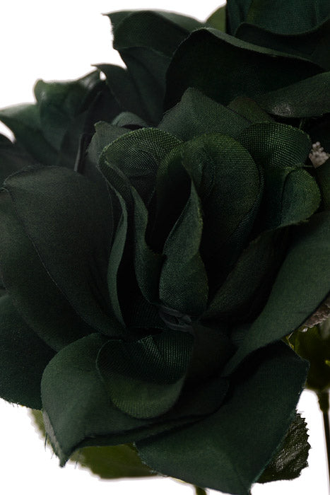 15" Silk Printing Rose Bush Emerald Green