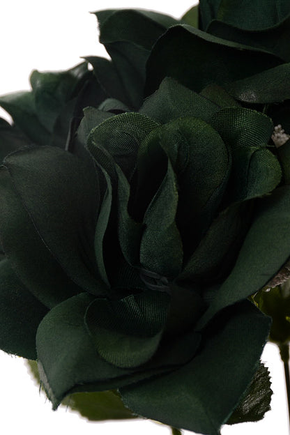 15" Silk Printing Rose Bush Emerald Green