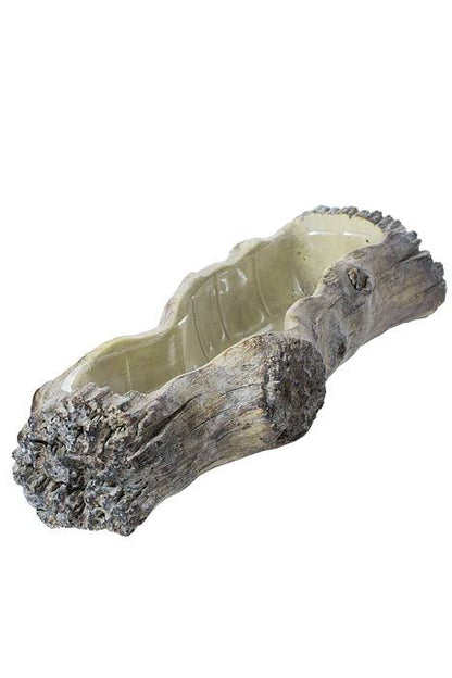 15" Rectangle Cement Tree Log Design Natural