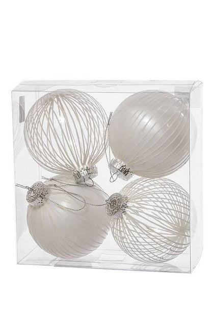 100mm Pet Ball Cats Eye White &amp; Clear W/white Glitter Bk/4