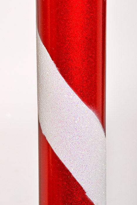 30" Candy Cane W/Glitter Ornament Apple Red/Iridescent White