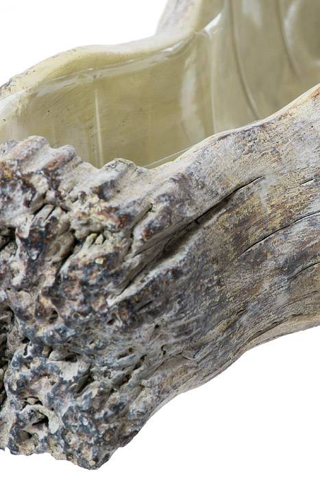 15" Rectangle Cement Tree Log Design Natural