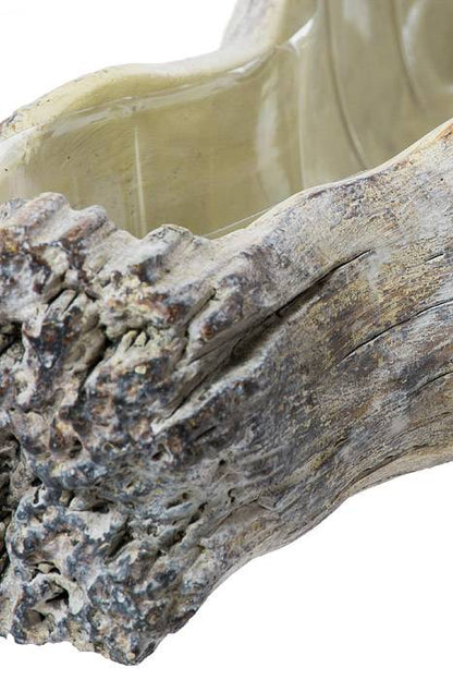 15" Rectangle Cement Tree Log Design Natural