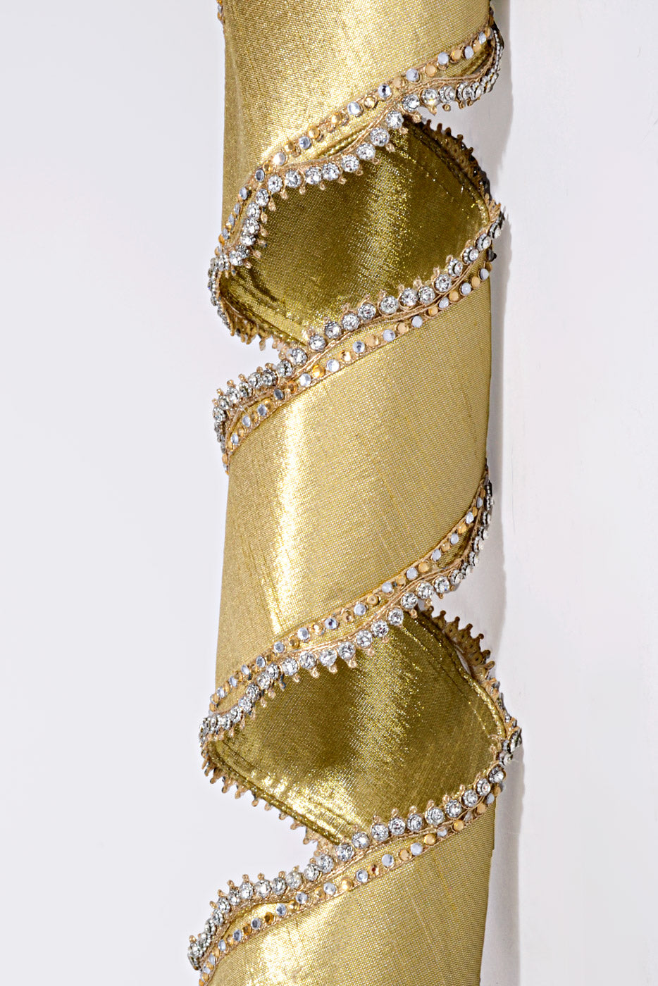 4" X 10Yds Metallic Dupion Jewel Scallop Edge Ribbon Gold/Silver